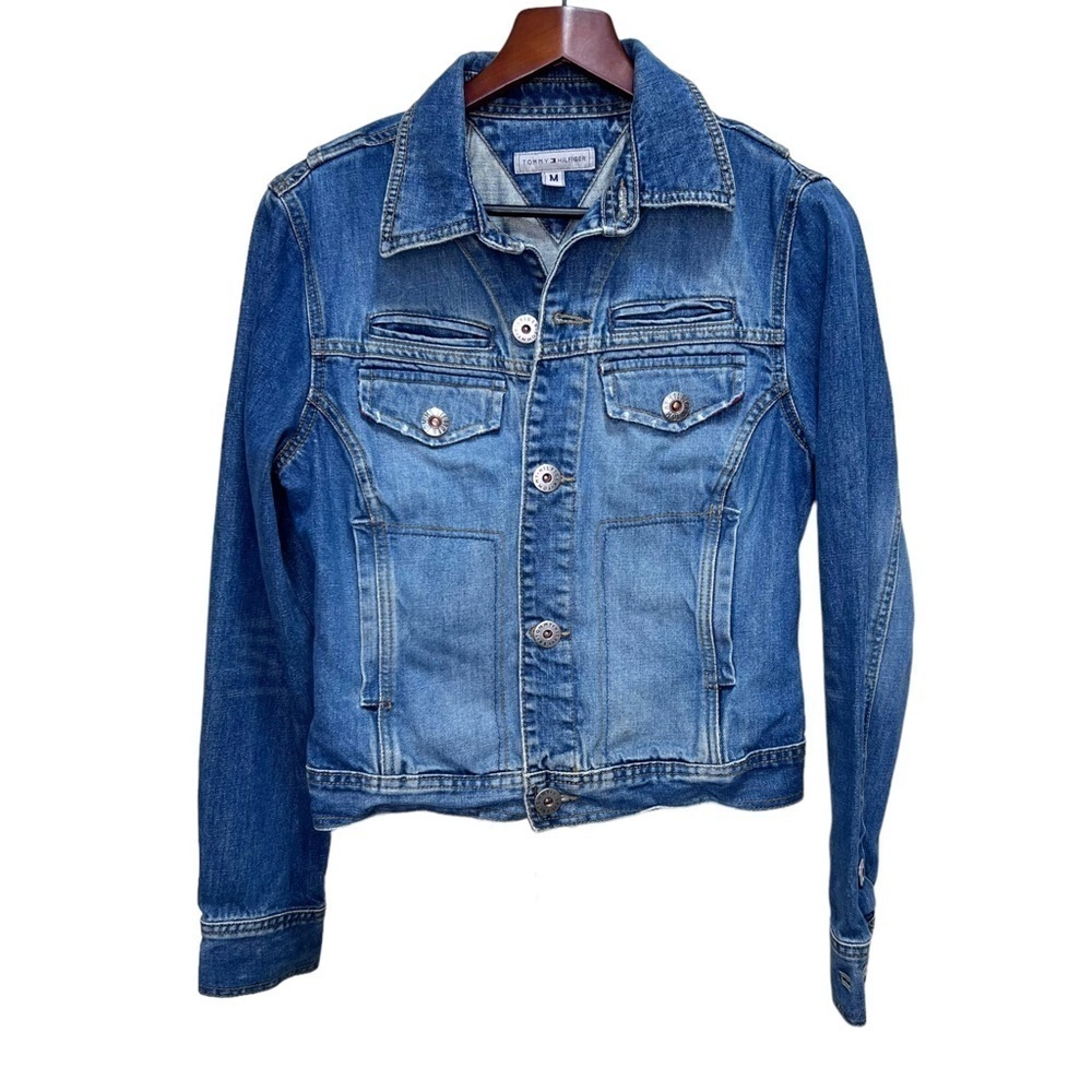 Tommy Hilfiger Denim Trucker Jacket Size Medium 100% Cotton - Picture 2 of 16